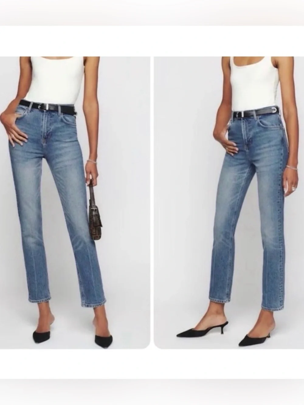 Reformation Liza Ultra High Rise Slim Straight Jeans in Malta- Size 25